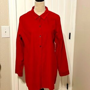 JJILL RED CORDUROY SHIRT